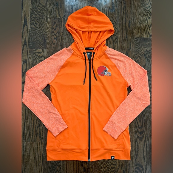 NWT Fanatics NFL Cleveland Brown Full Zip Stretch Hooded Jacket Women Small. - Picture 2 of 11